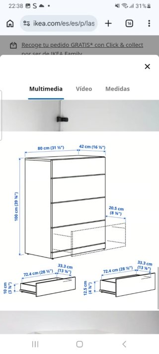 Cómoda IKEA de madera blanco