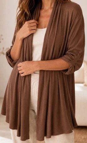 Cárdigan largo marrón mujer XXL oversize punto fin