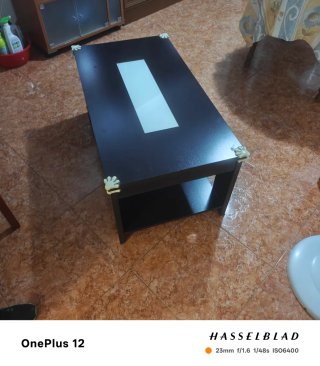 Mesa centro elevable wengué/blanco (102x55)