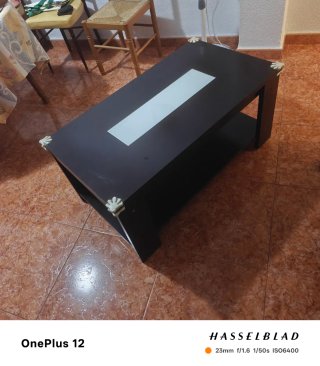 Mesa centro elevable wengué/blanco (102x55)