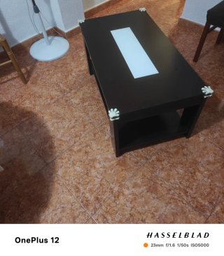 Mesa centro elevable wengué/blanco (102x55)