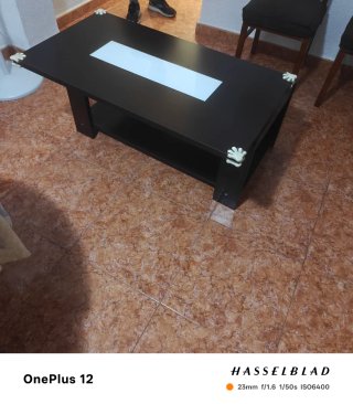Mesa centro elevable wengué/blanco (102x55)