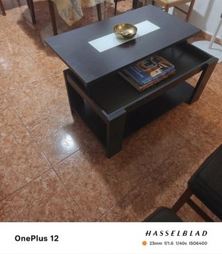Mesa centro elevable wengué/blanco (102x55)