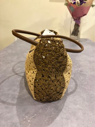 Bolso shopper Zara tejido beige y marrón