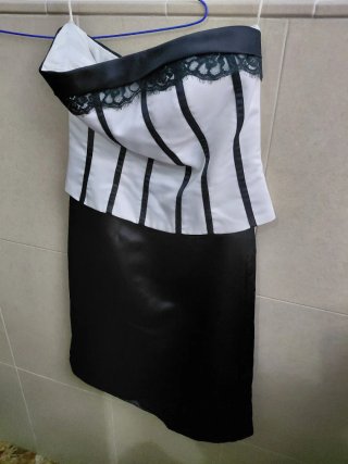 Vestido de fiesta blanco y negro