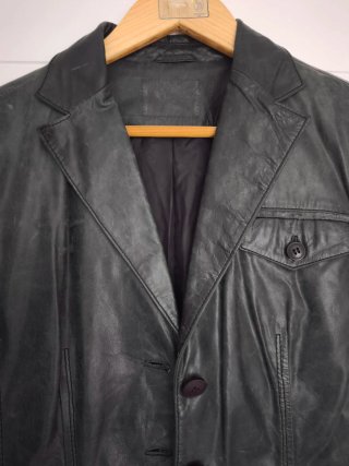 Chaqueta de Piel Negra/Verde Talla M