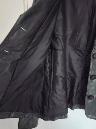 Chaqueta de Piel Negra/Verde Talla M
