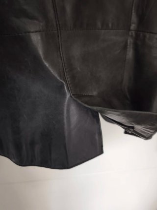 Chaqueta de Piel Negra/Verde Talla M