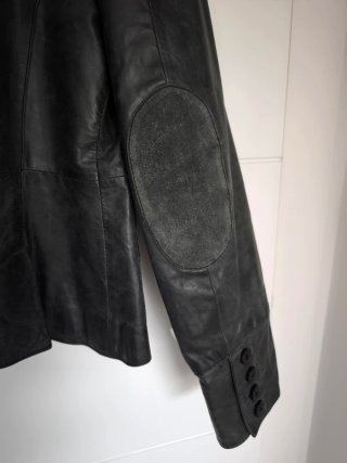 Chaqueta de Piel Negra/Verde Talla M