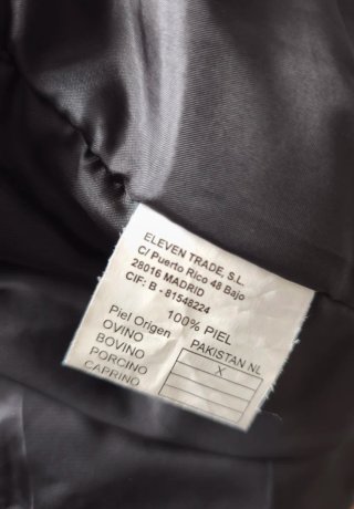 Chaqueta de Piel Negra/Verde Talla M