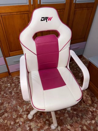 Silla de escritorio DRW blanca y rosa