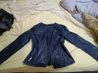 Giacca donna pelle blu Zara