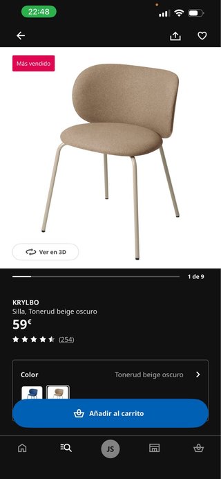 Silla Krylbo Ikea Beige/Gris