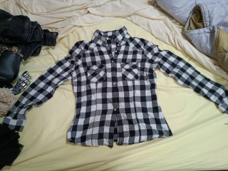 Camicia a quadri bianca e nera