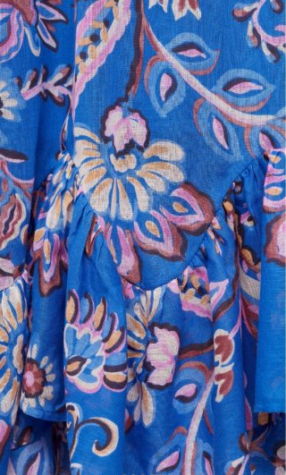Vestido largo floral azul Mango