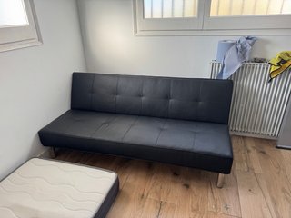 Sofá Cama Piel Sintética Negro
