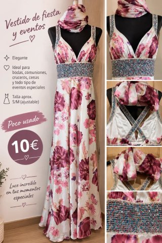 Vestido fiesta y eventos floral S/M