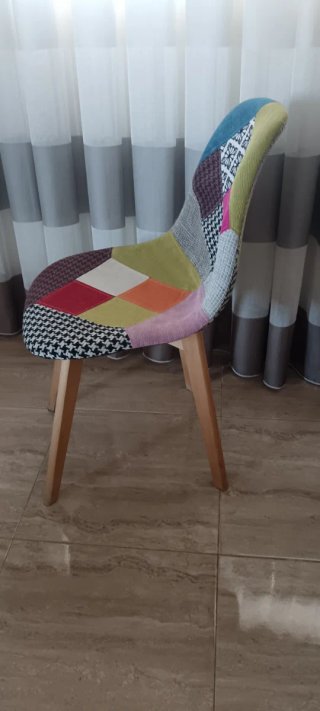 Silla Patchwork Tela y Madera