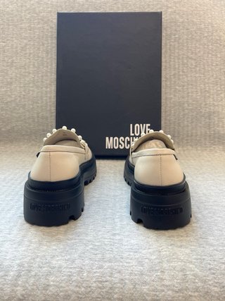 Mocassini Love Moschino Pelle Beige N.38