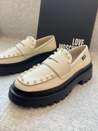Mocassini Love Moschino Pelle Beige N.38