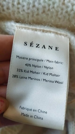 Jersey Sezane Chevron marron y Blanco