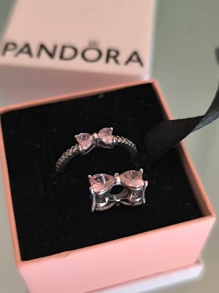 Anillo y Charm Pandora Lazo Minnie Rosa