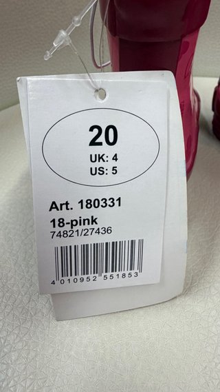 Botas agua niña corazón rosa talla 20
