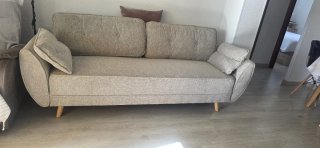 Sofá Cama Beige/Gris Tela