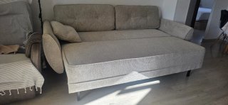 Sofá Cama Beige/Gris Tela