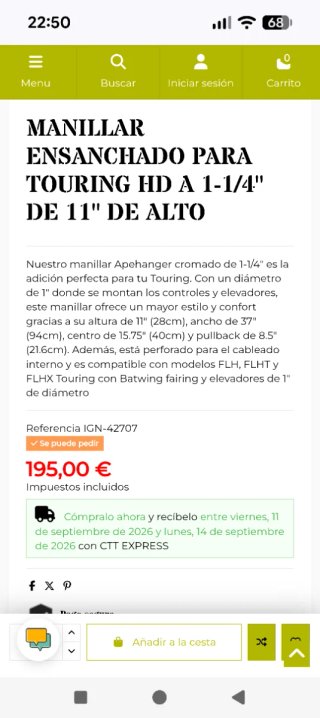 Manillar Harley Davidson para Batwing