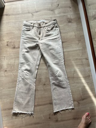 Pantalones flare Mango beige