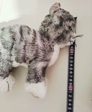 Peluche gato gris y blanco + peluche oso blanco