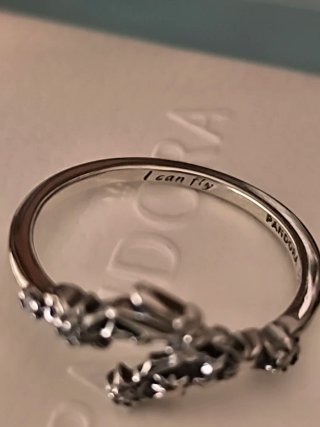 Anillo Pandora hada campanilla y estrellas plata