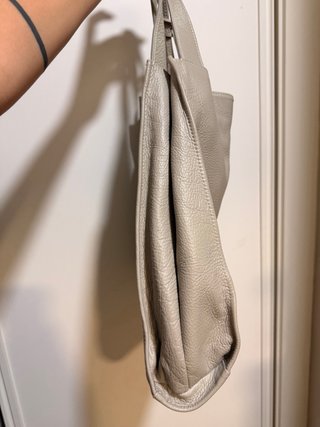 Bolso tote de piel grande gris