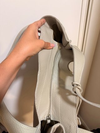 Bolso tote de piel grande gris