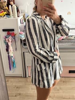 Americana lino rayas Bershka