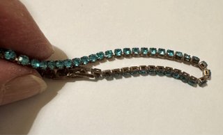 Bracciale tennis vintage strass azzurri