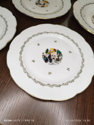 LIMOGES 6 Platos Hondos  más 3 de postre vintage