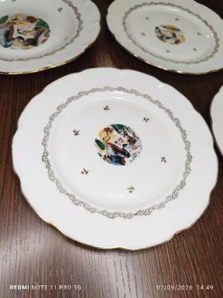LIMOGES 6 Platos Hondos  más 3 de postre vintage