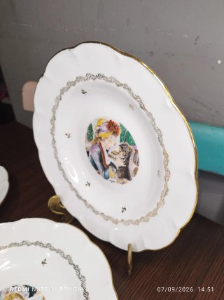 LIMOGES 6 Platos Hondos  más 3 de postre vintage