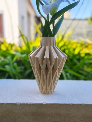 Maceta Origami Geométrica Beige - Jarrón Minimalis