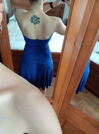 Vestido palabra de honor azul