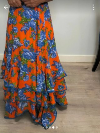Falda flamenca naranja y azul