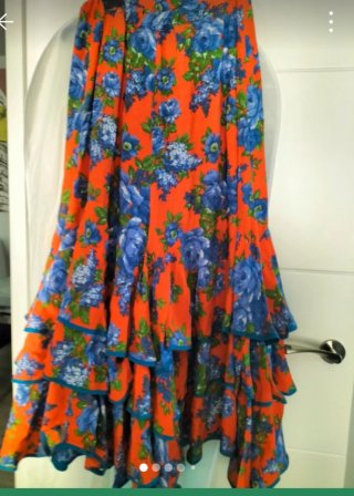 Falda flamenca naranja y azul