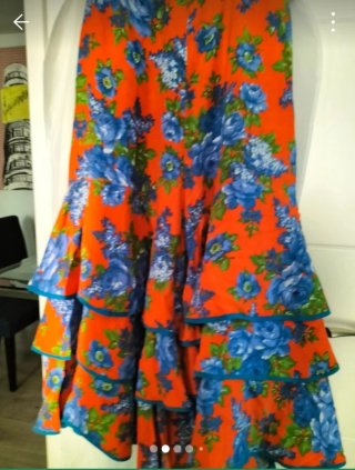 Falda flamenca naranja y azul