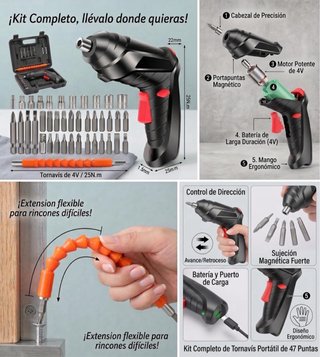 Destornillador Eléctrico con Accesorios