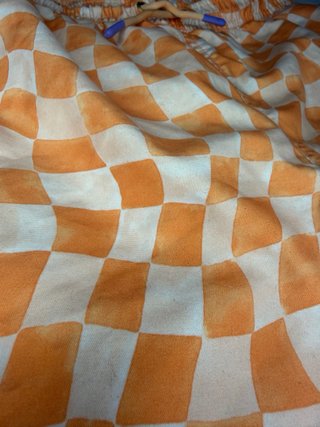 Bañador cuadros naranja y beige