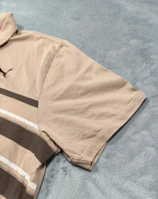 Polo Puma Beige Rayas Marrones Talla S