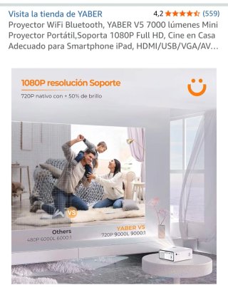 Proyector Yaber V5 7000 lúmenes Blanco