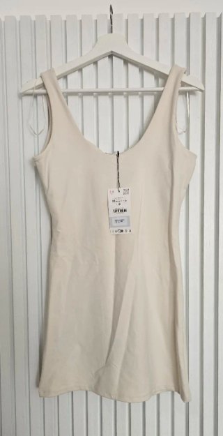 Abito corto Zara ecru/bianco sporco taglia M